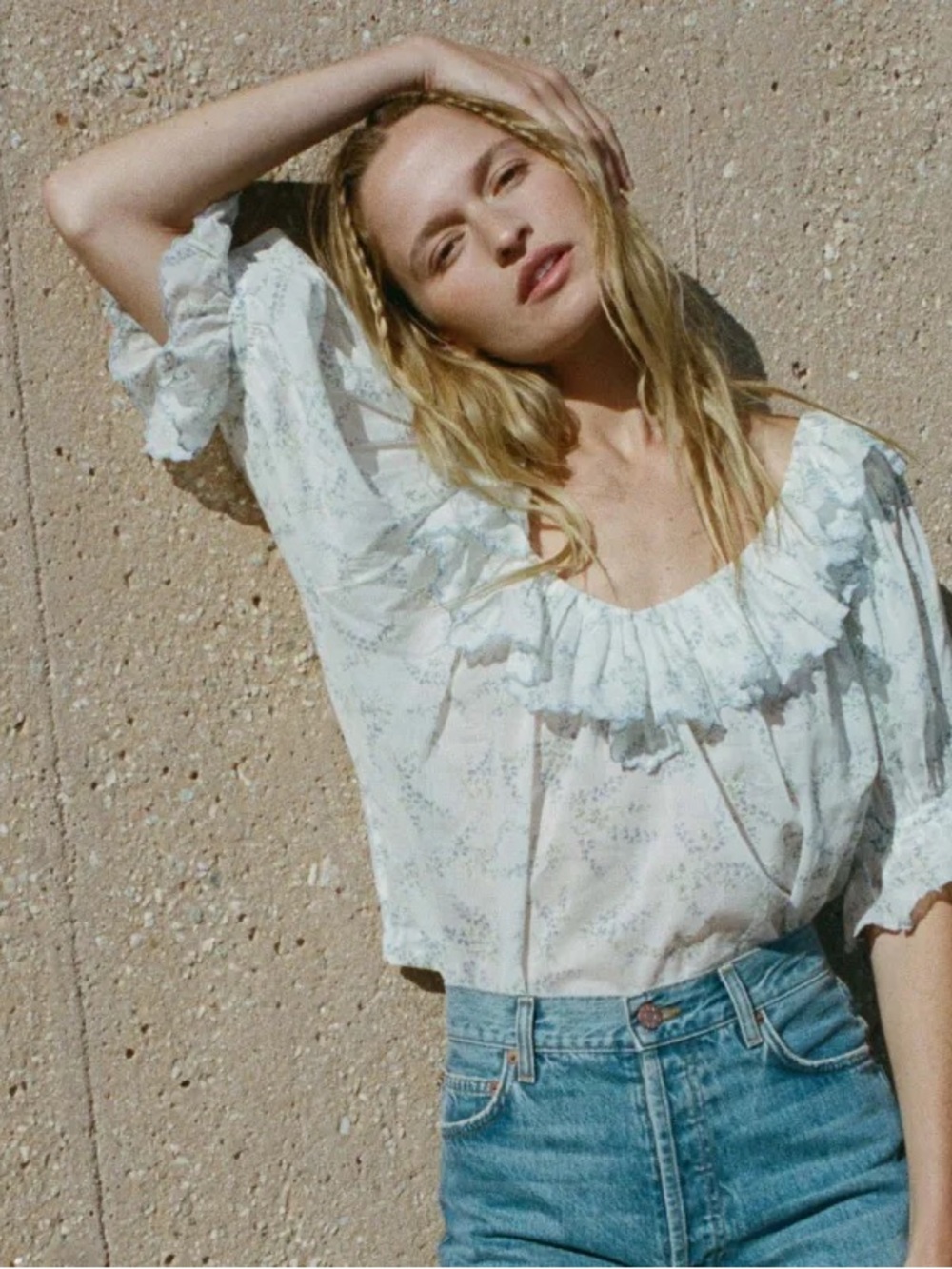 Doen Samara top Blanc bluebell floral